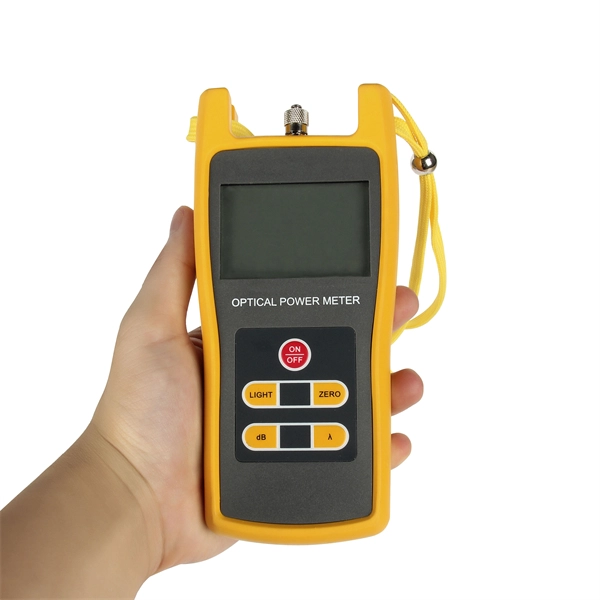 The optical power meter consistently displays a positive value