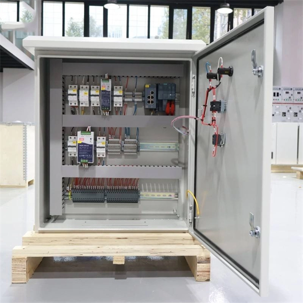 Cable trays are laid along walls and ceilings