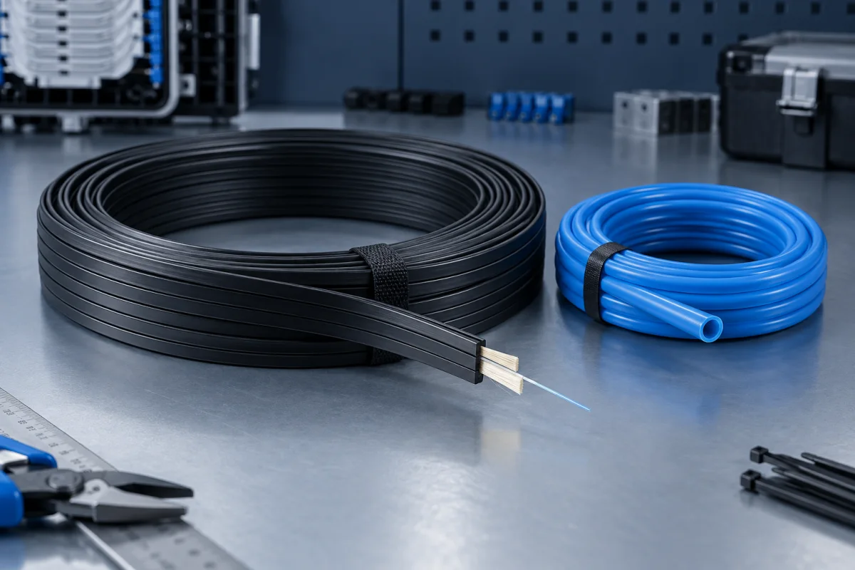 FTTH drop cable and microduct components